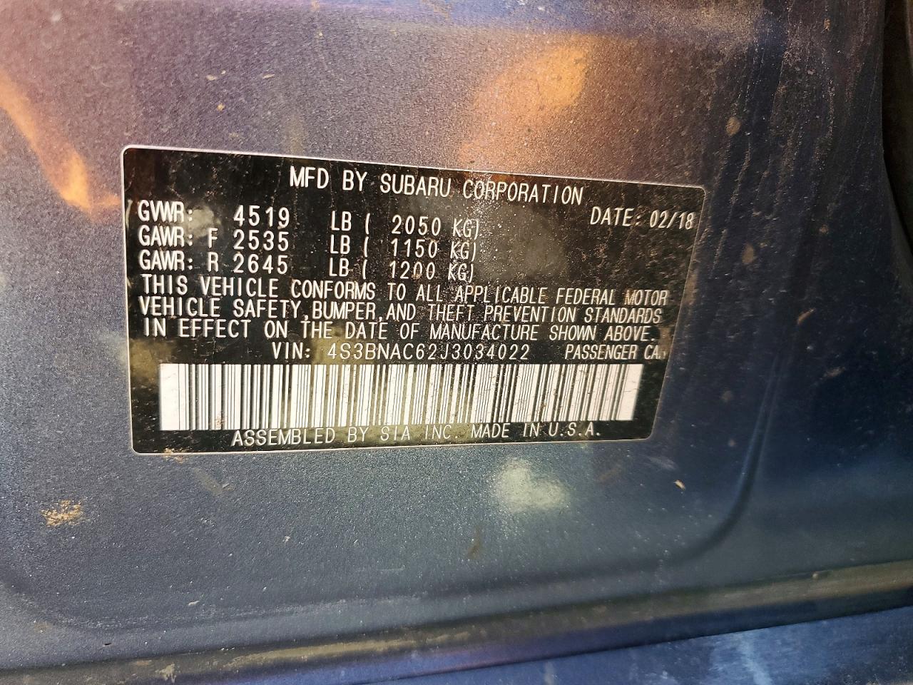 2018 SUBARU Legacy