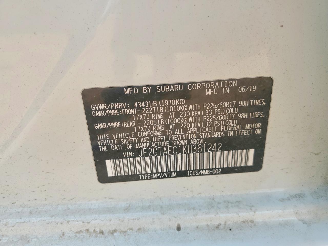 2019 SUBARU Crosstrek