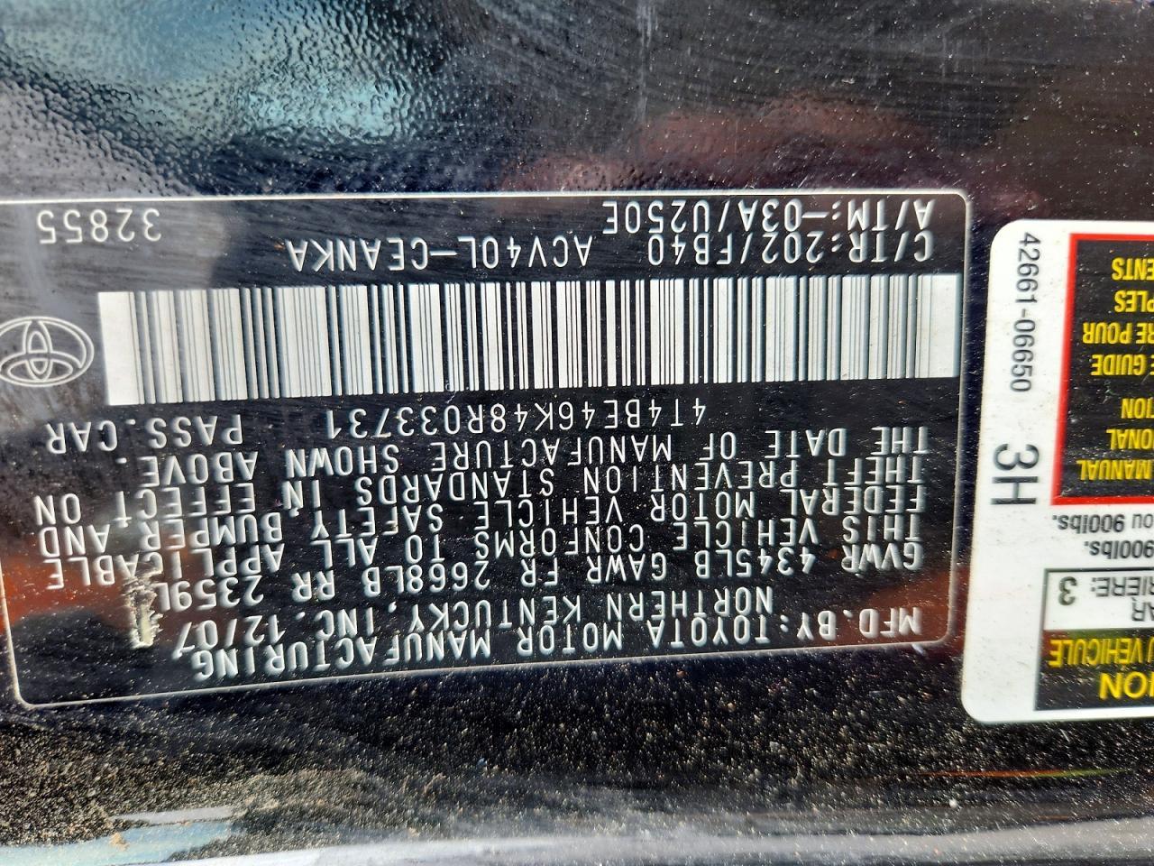 2008 TOYOTA CAMRY