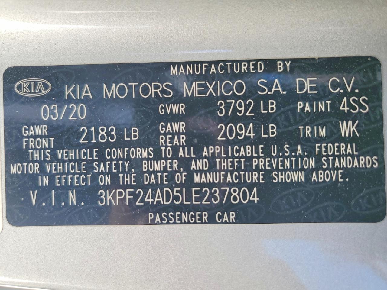 2020 KIA FORTE