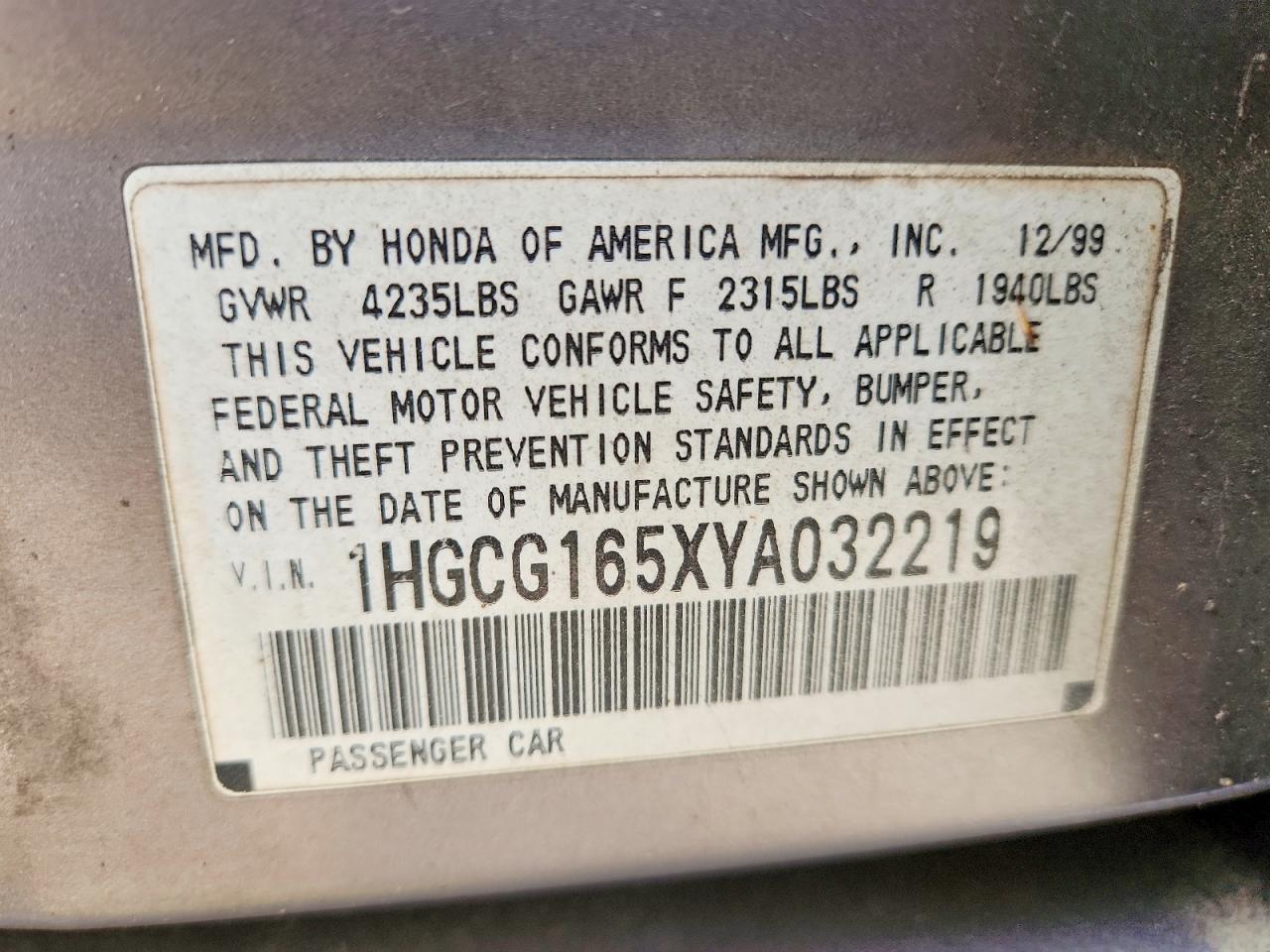 2000 HONDA ACCORD