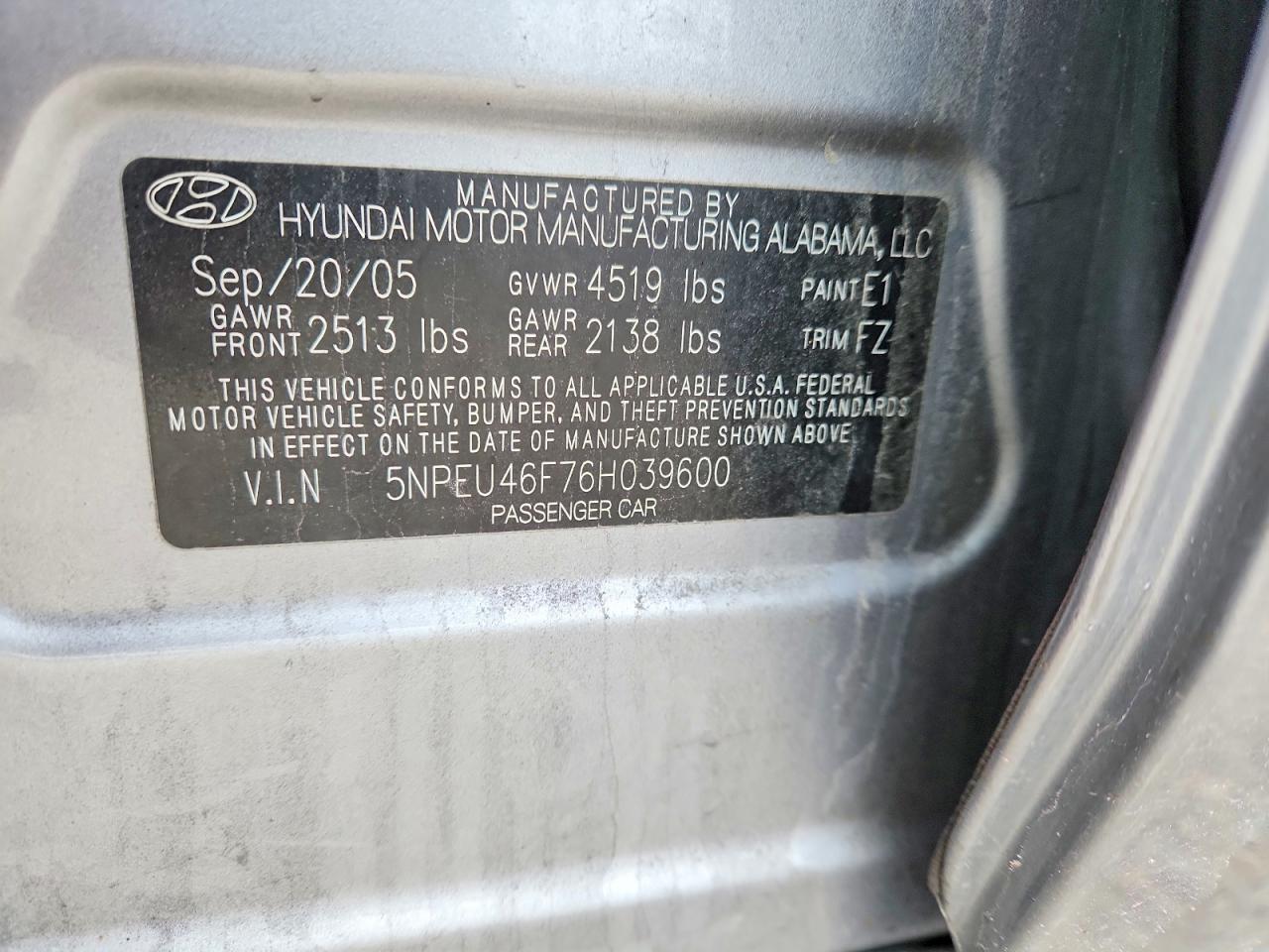 2006 HYUNDAI SONATA