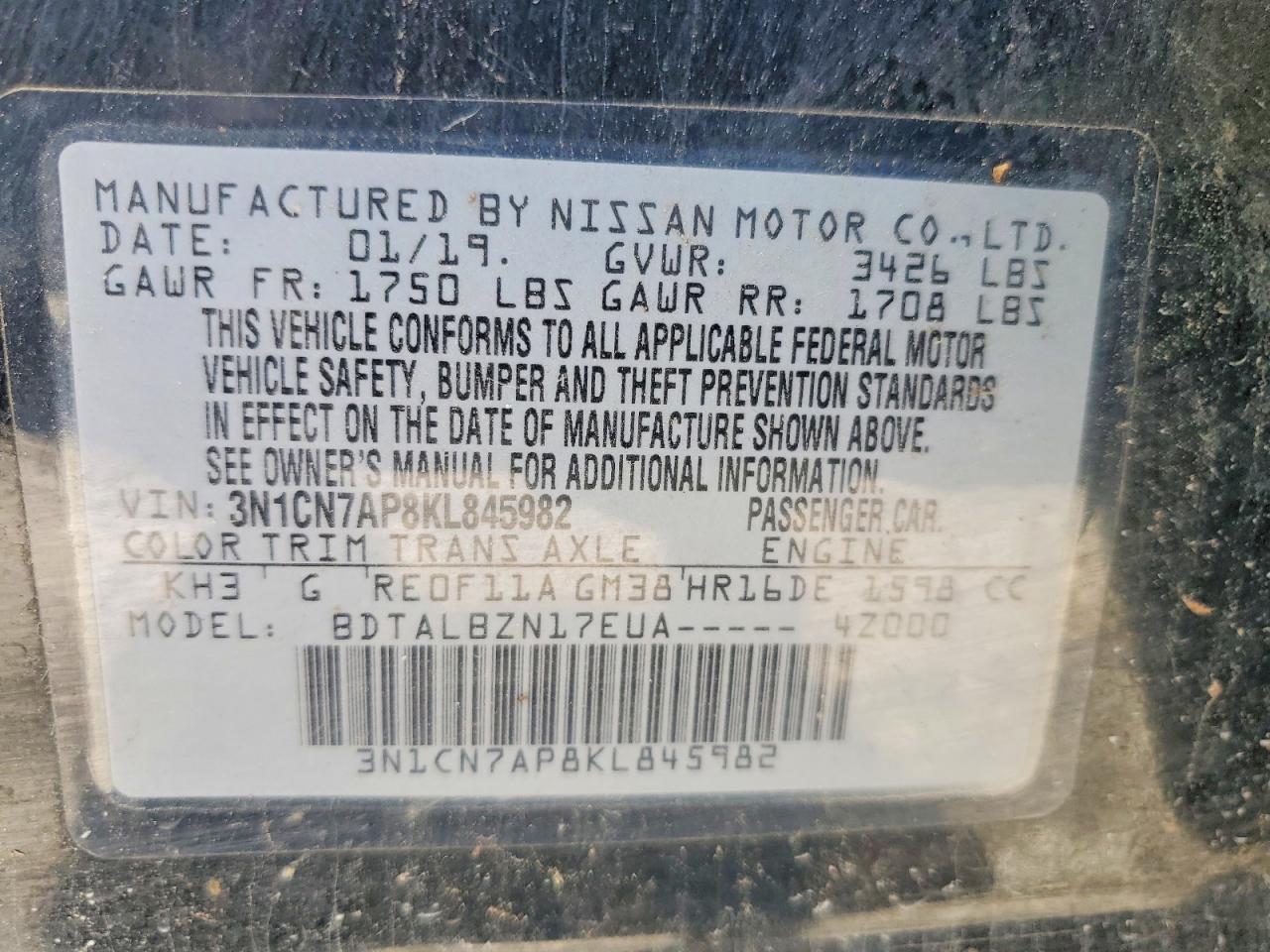 2019 NISSAN VERSA