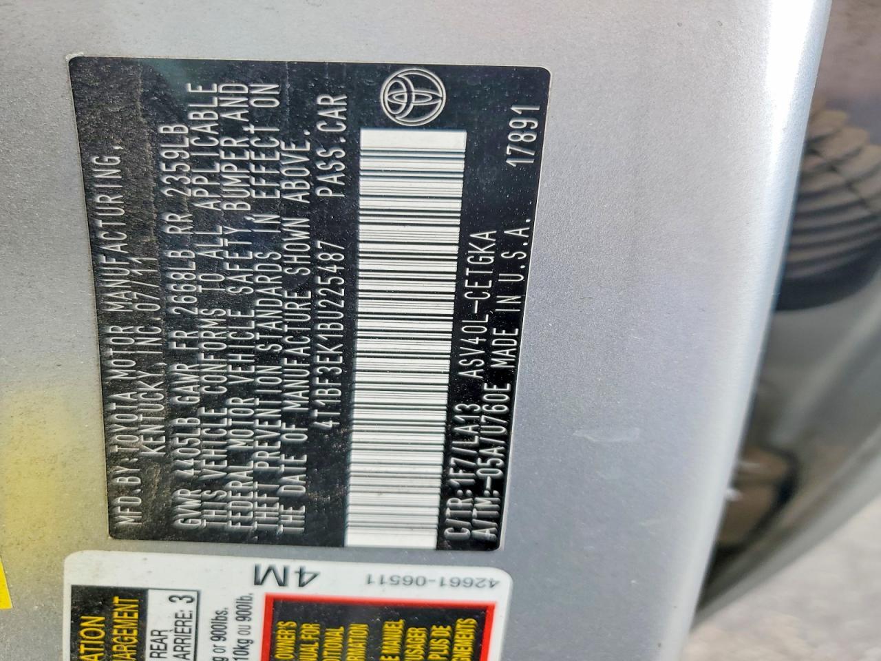 2011 TOYOTA CAMRY