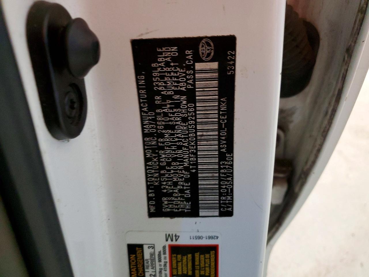 2011 TOYOTA CAMRY