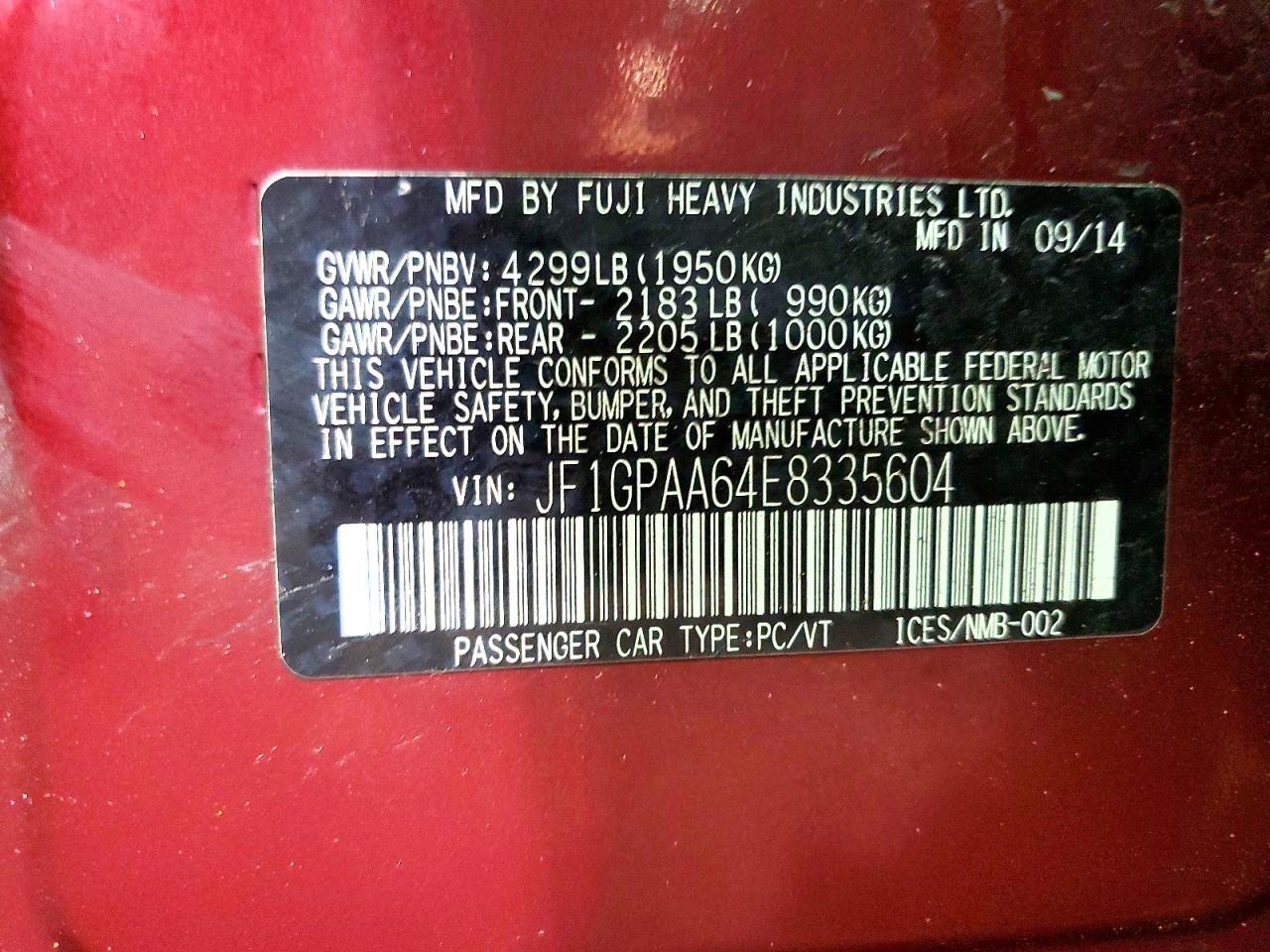 2014 SUBARU IMPREZA