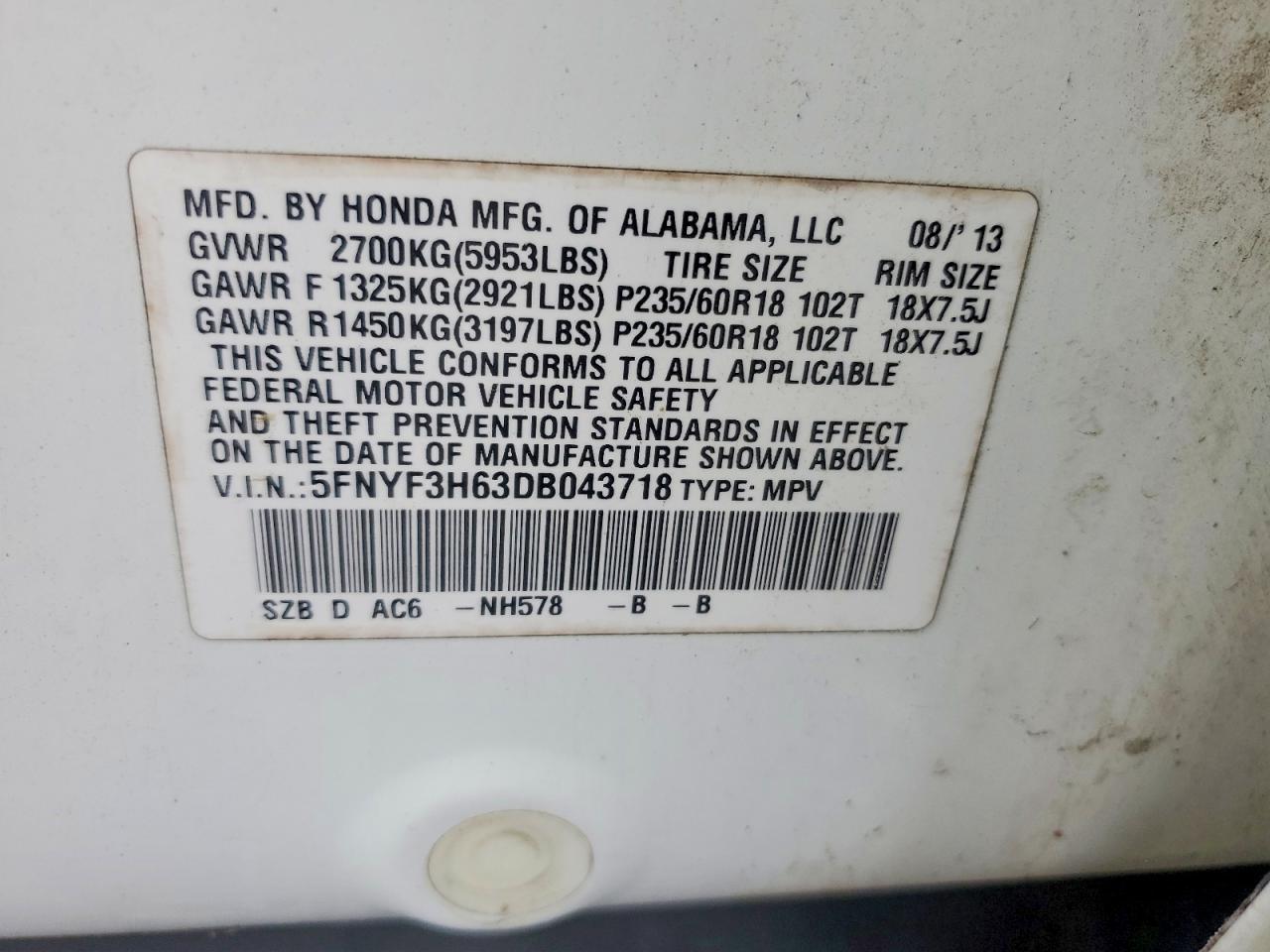 2013 HONDA PILOT
