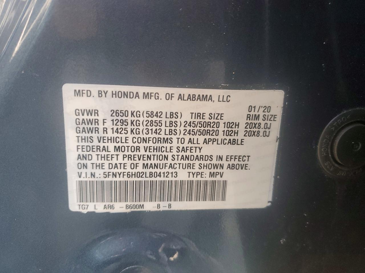 2020 HONDA PILOT