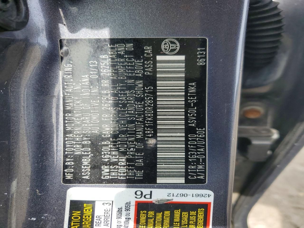 2013 TOYOTA CAMRY