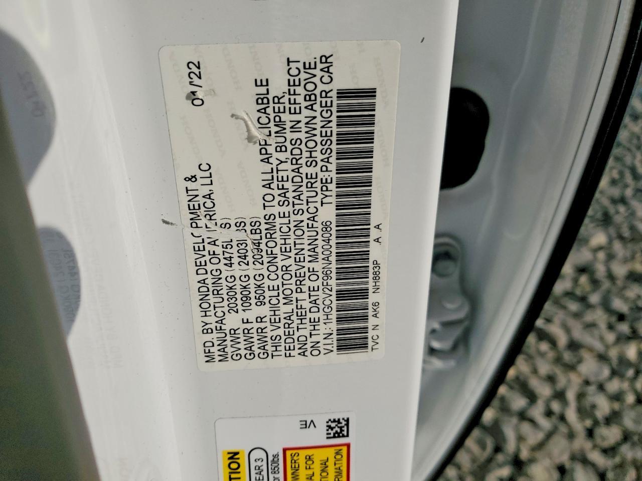 2022 HONDA ACCORD