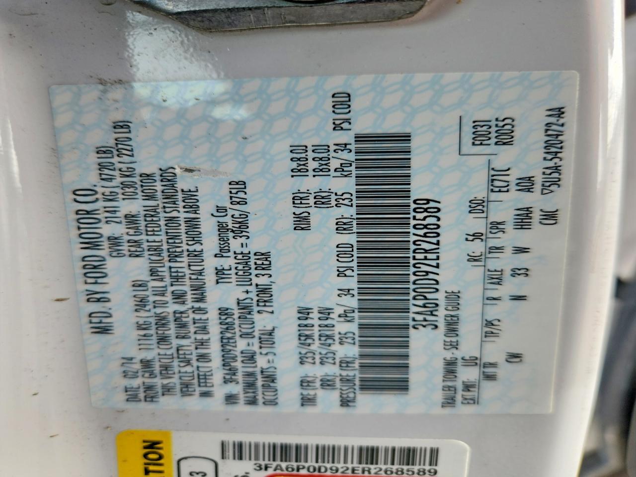 2014 FORD FUSION