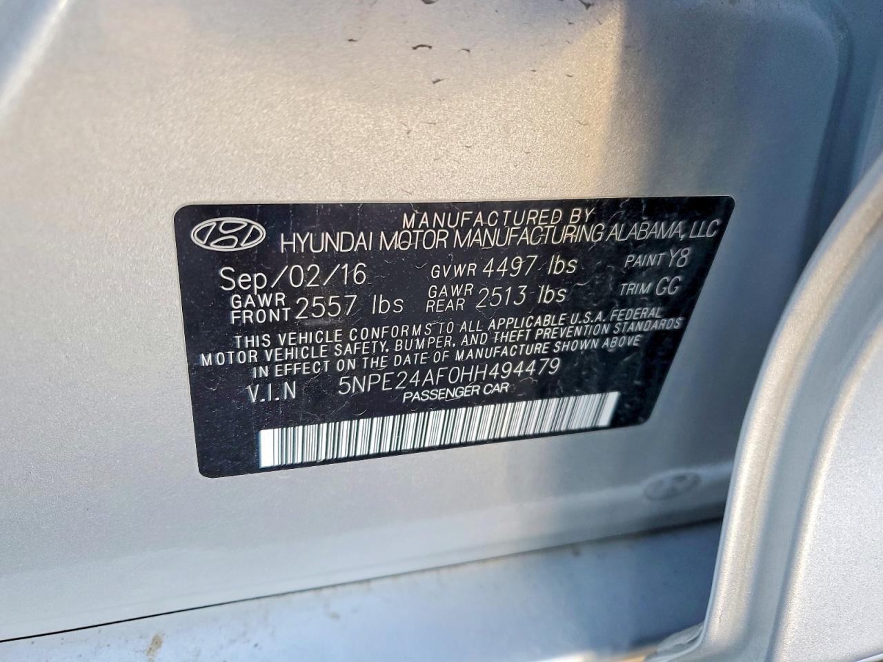 2017 HYUNDAI SONATA