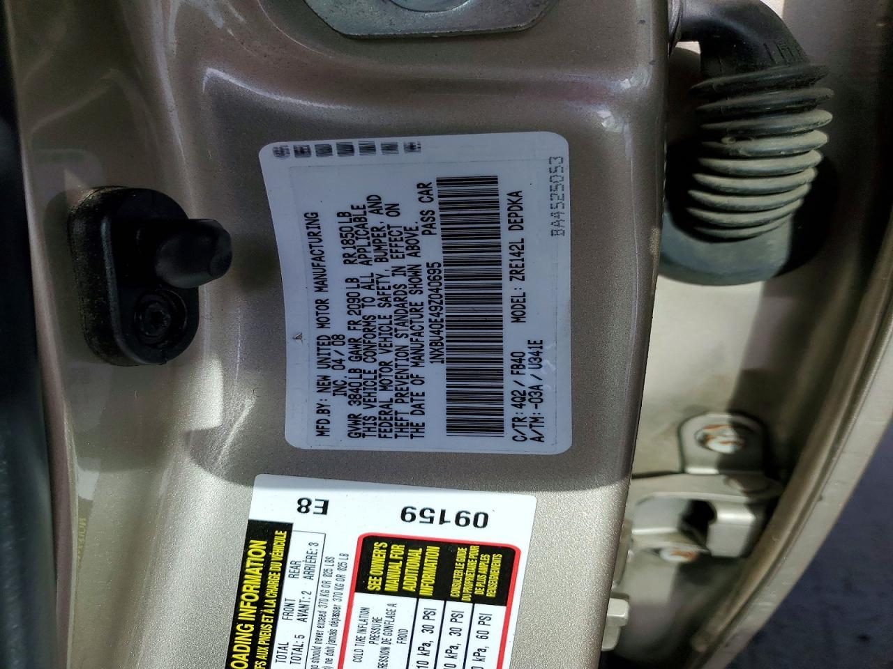 2009 TOYOTA COROLLA