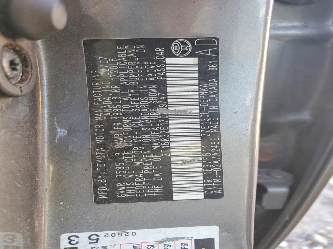 2007 TOYOTA COROLLA