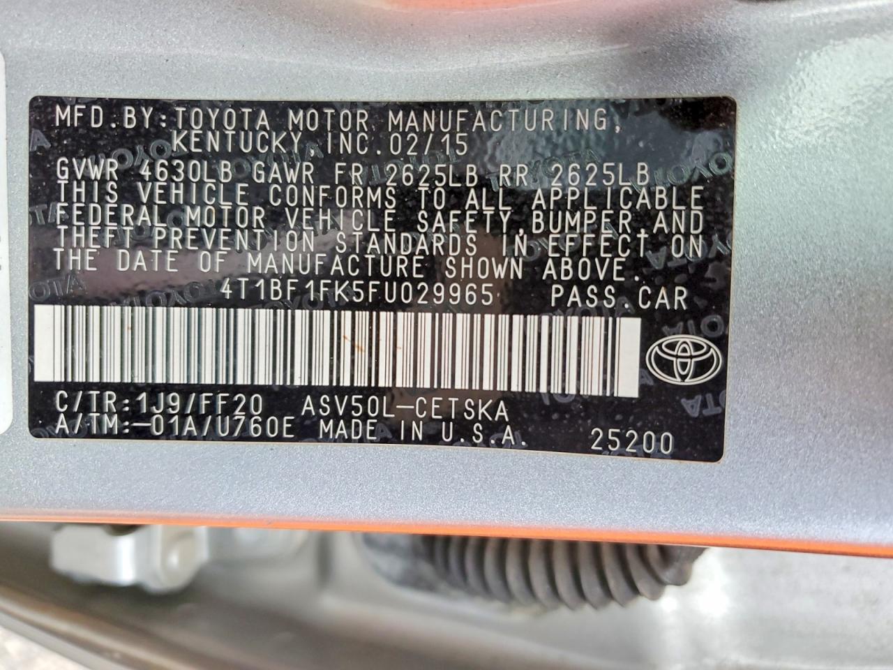 2015 TOYOTA CAMRY