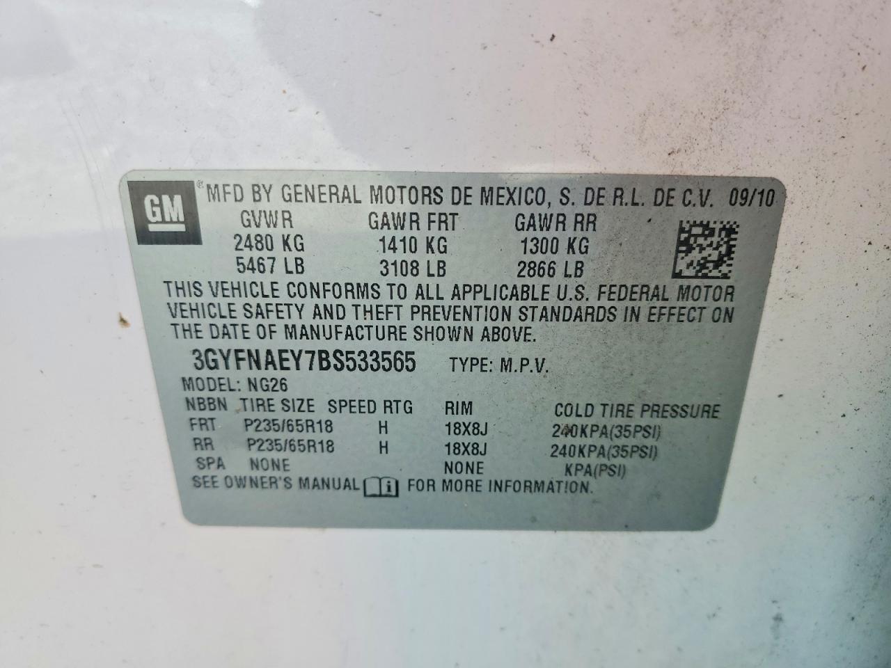 2011 CADILLAC SRX
