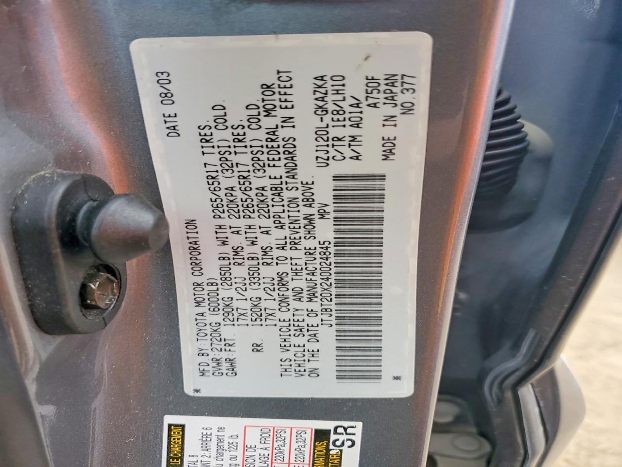 2004 LEXUS Gx 470