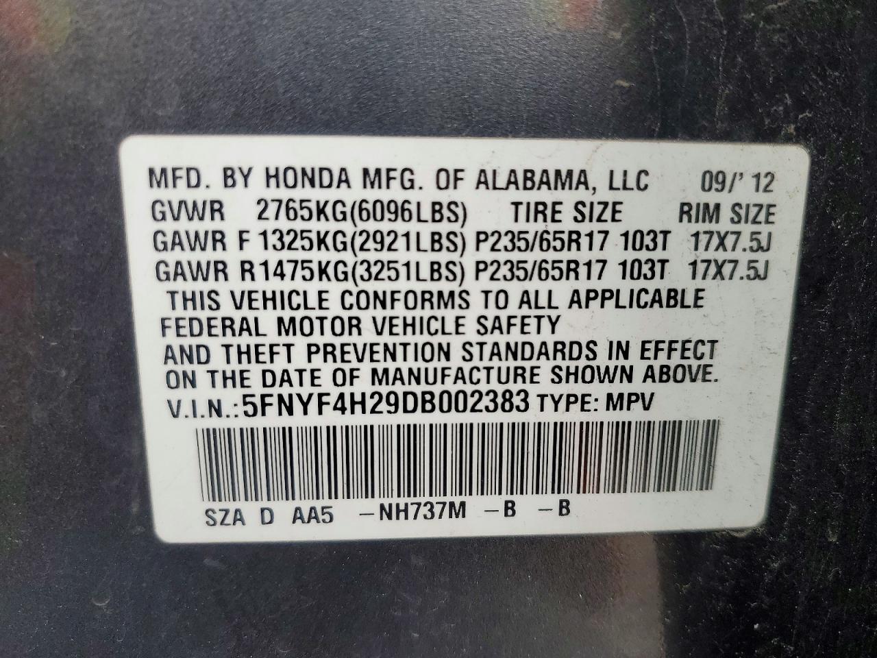 2013 HONDA PILOT