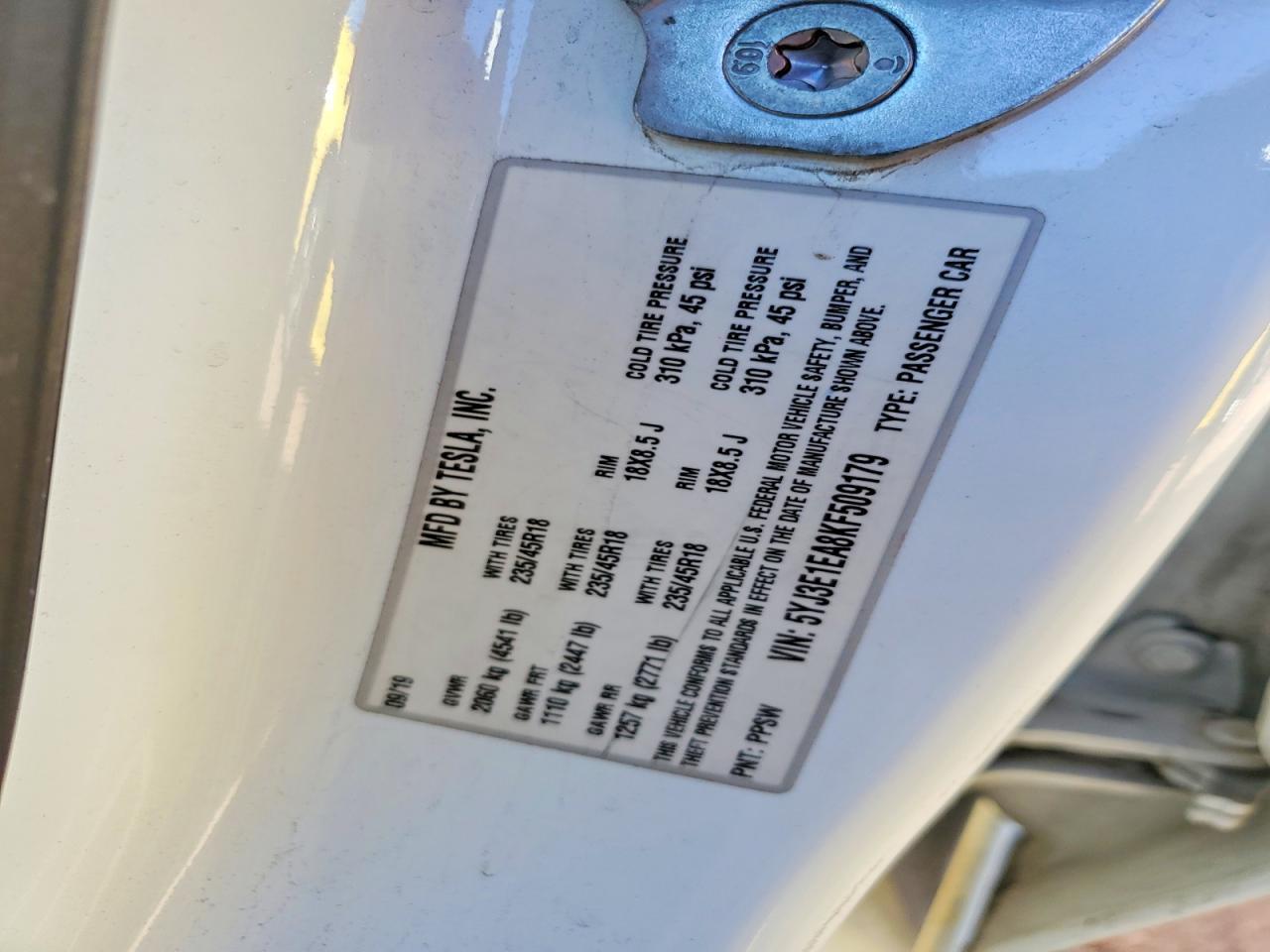 2019 TESLA MODEL 3