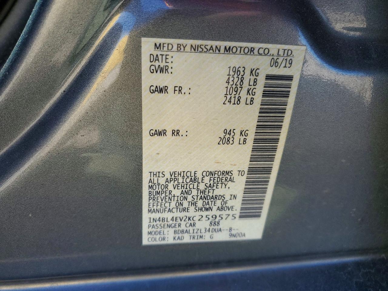 2019 NISSAN ALTIMA