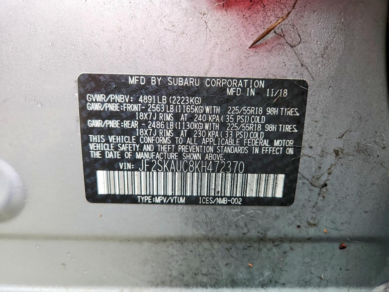 2019 SUBARU FORESTER