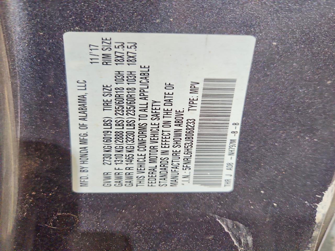 2018 HONDA ODYSSEY