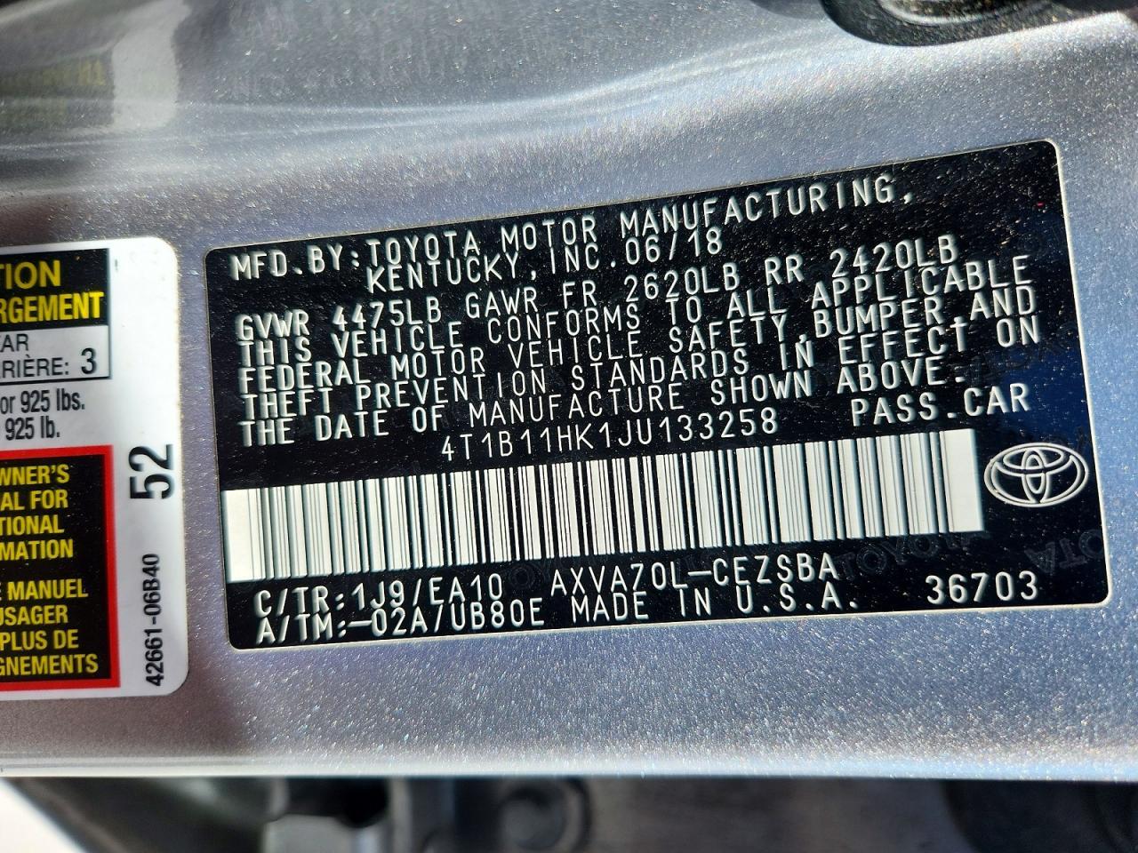 2018 TOYOTA CAMRY