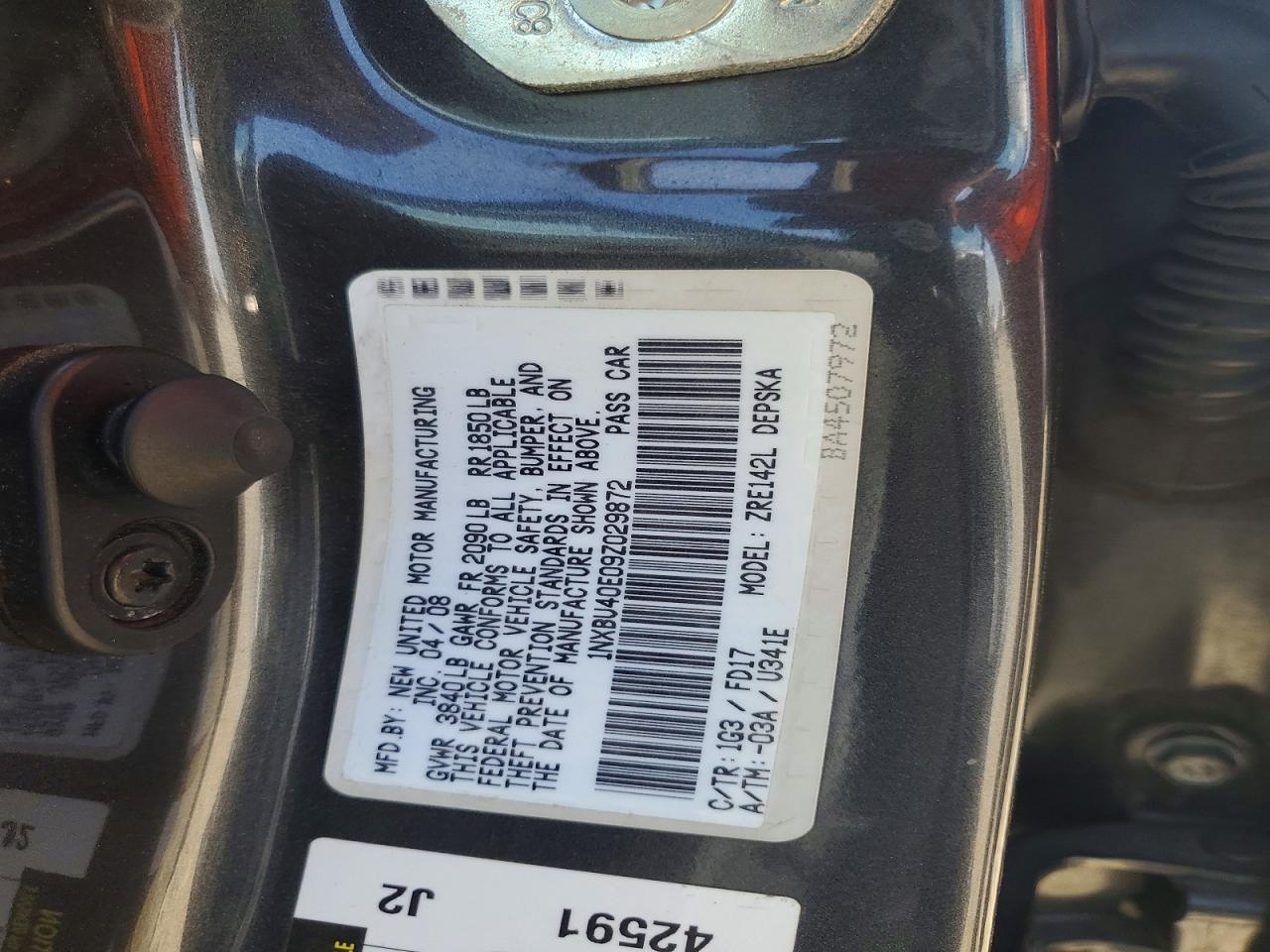 2009 TOYOTA COROLLA