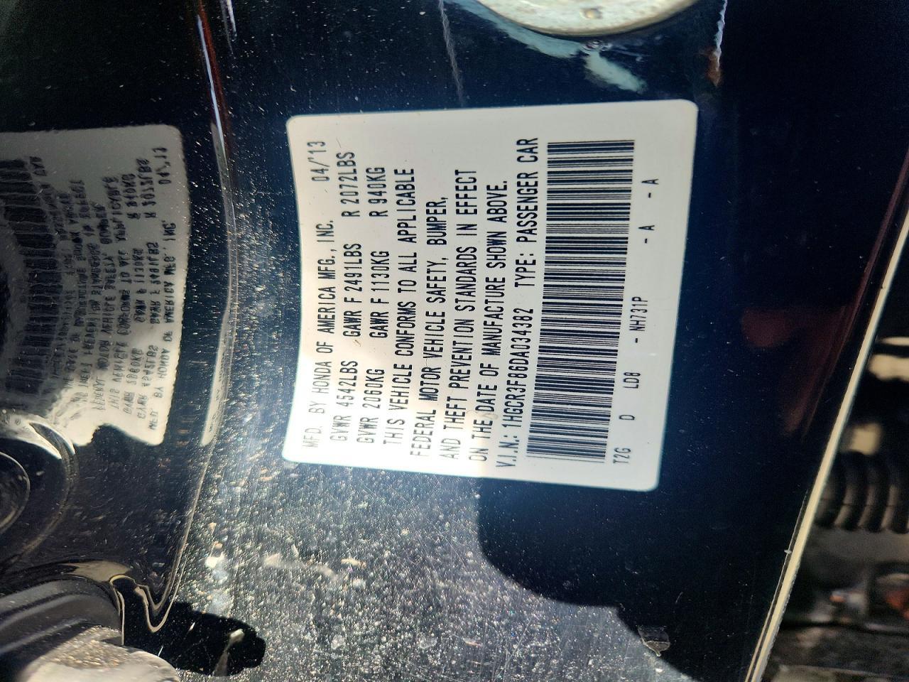 2013 HONDA ACCORD