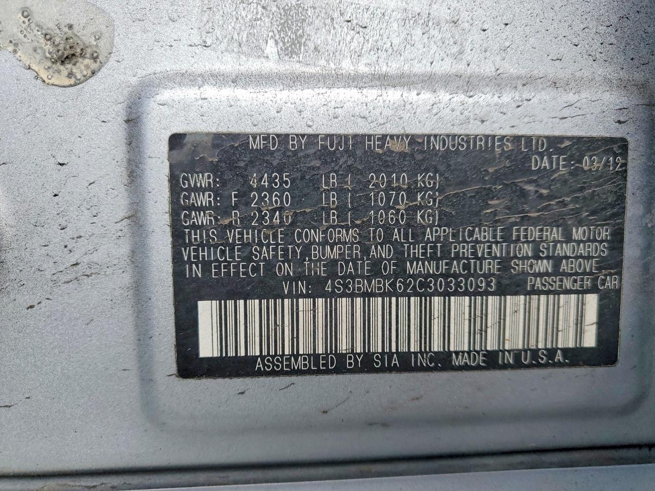 2012 SUBARU Legacy