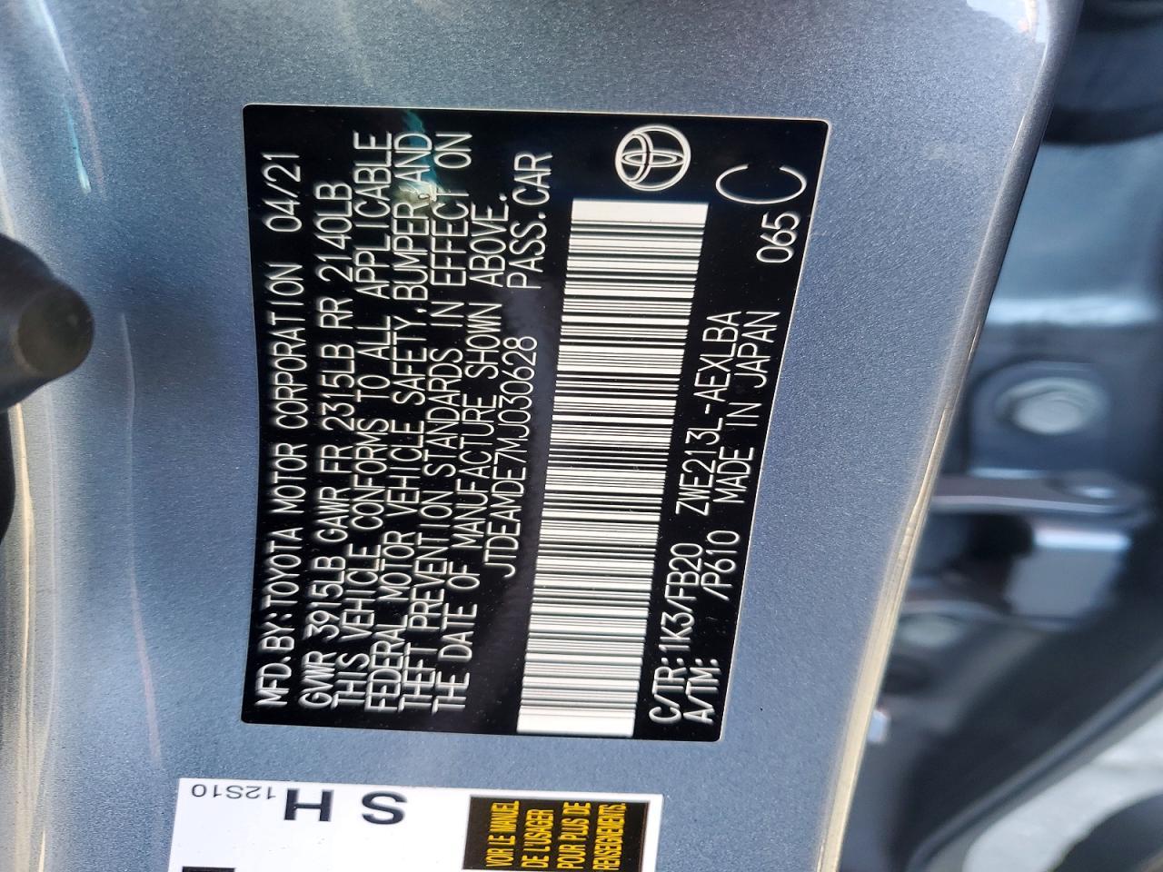2021 TOYOTA COROLLA