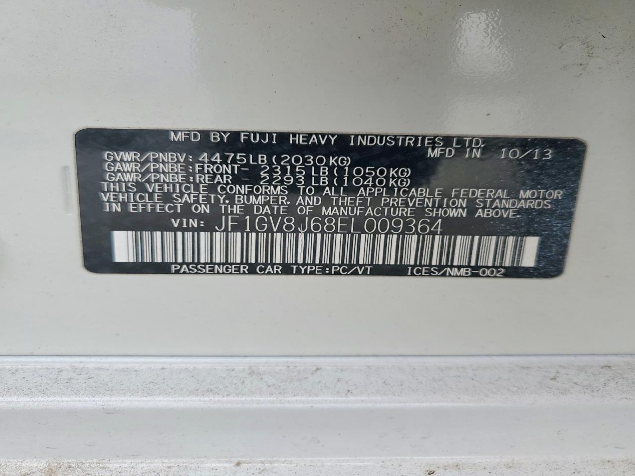 2014 SUBARU IMPREZA