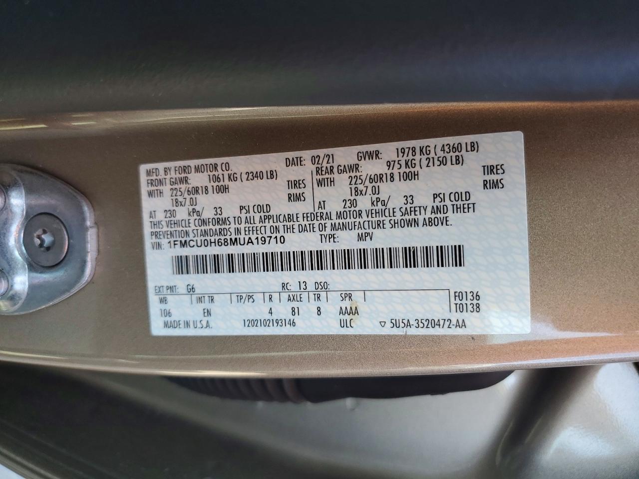 2021 FORD ESCAPE
