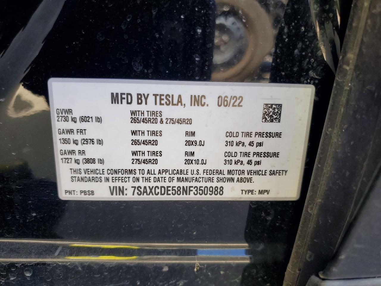 2022 TESLA MODEL X
