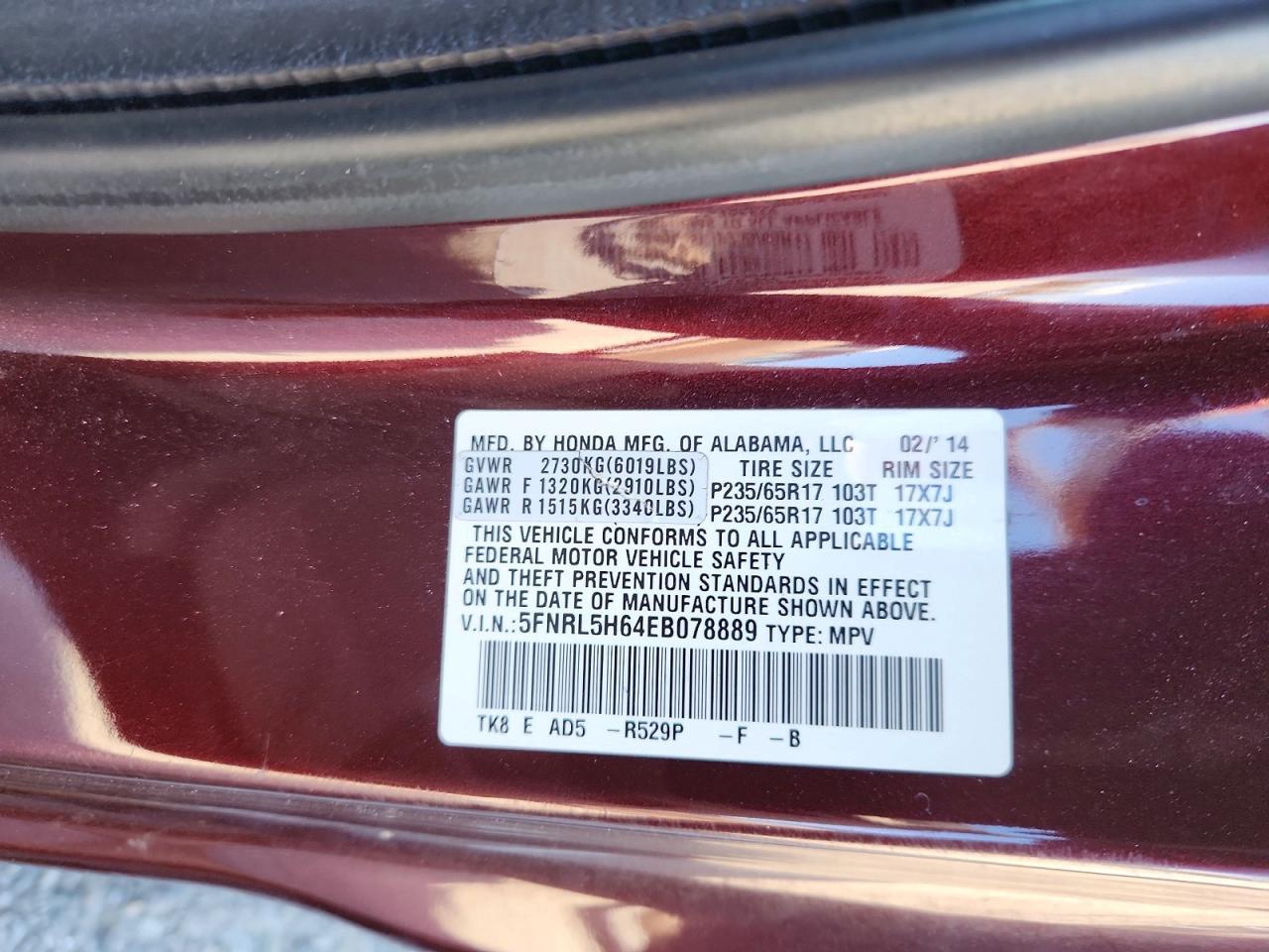 2014 HONDA ODYSSEY