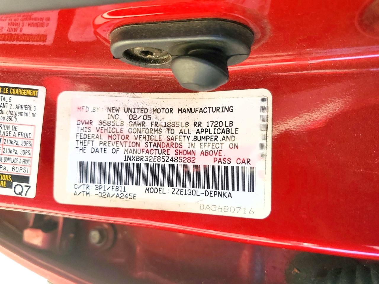 2005 TOYOTA COROLLA