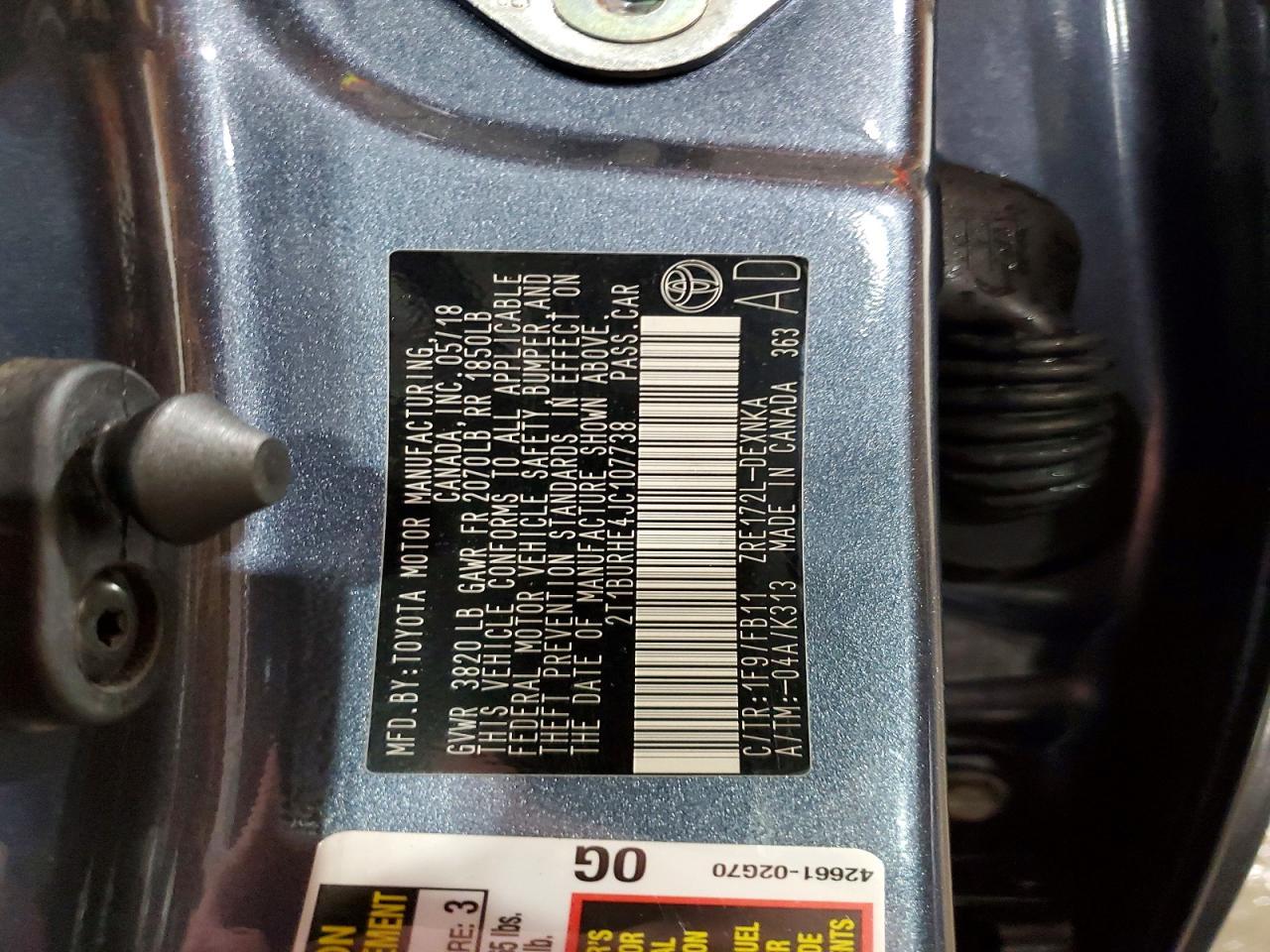2018 TOYOTA COROLLA