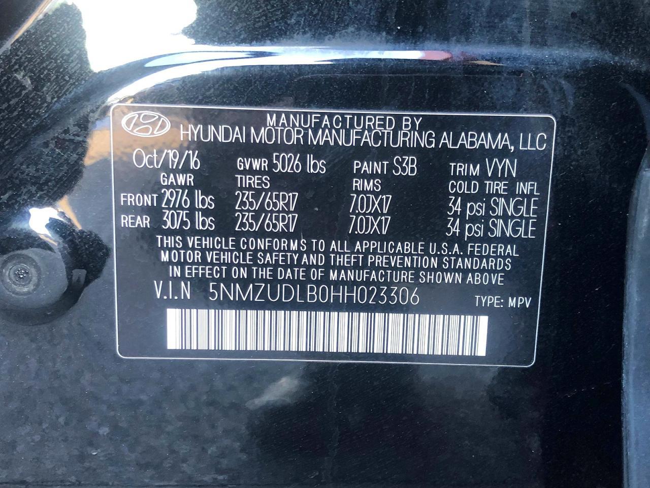 2017 HYUNDAI SANTA FE