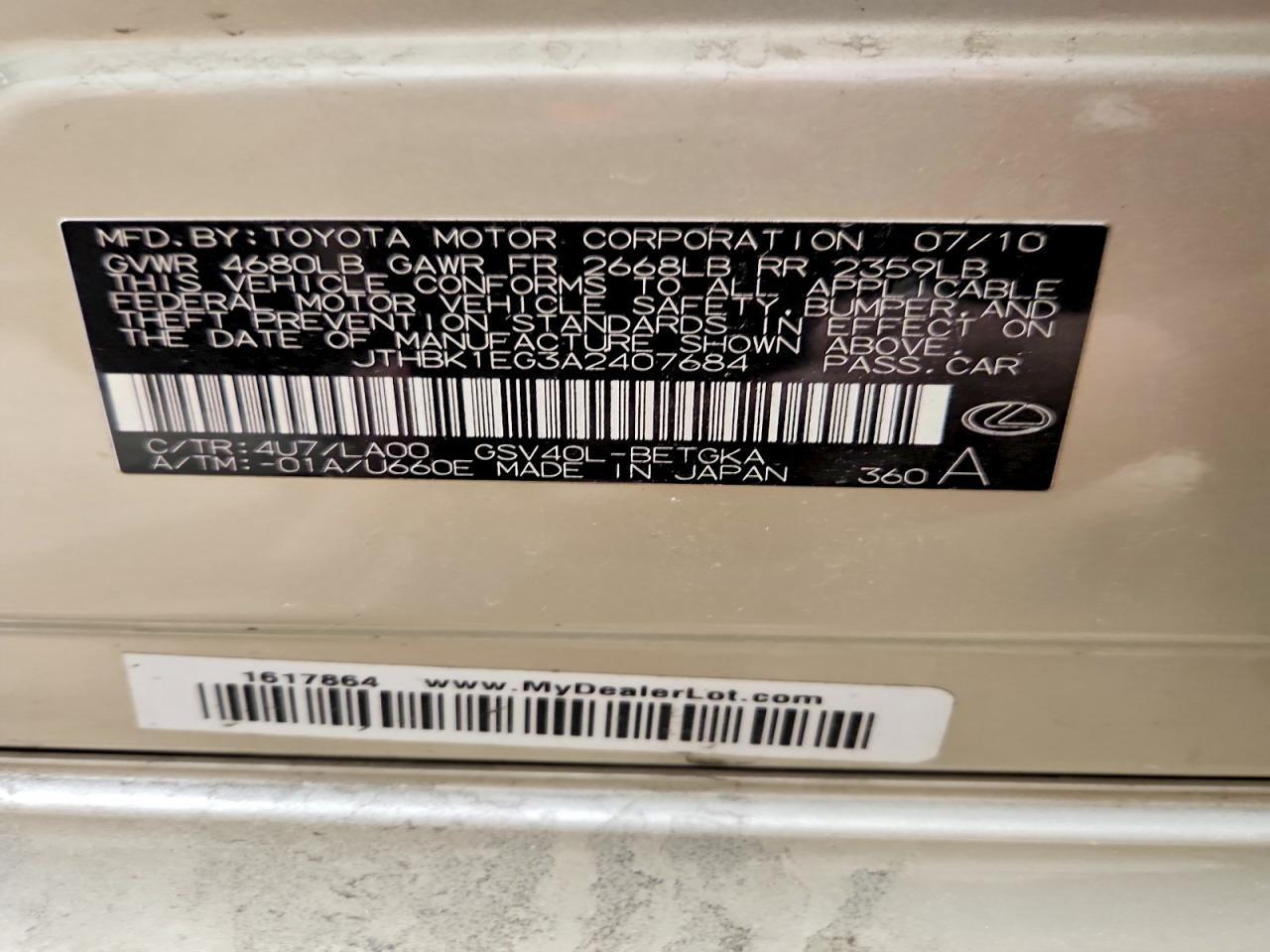 2010 LEXUS ES 350