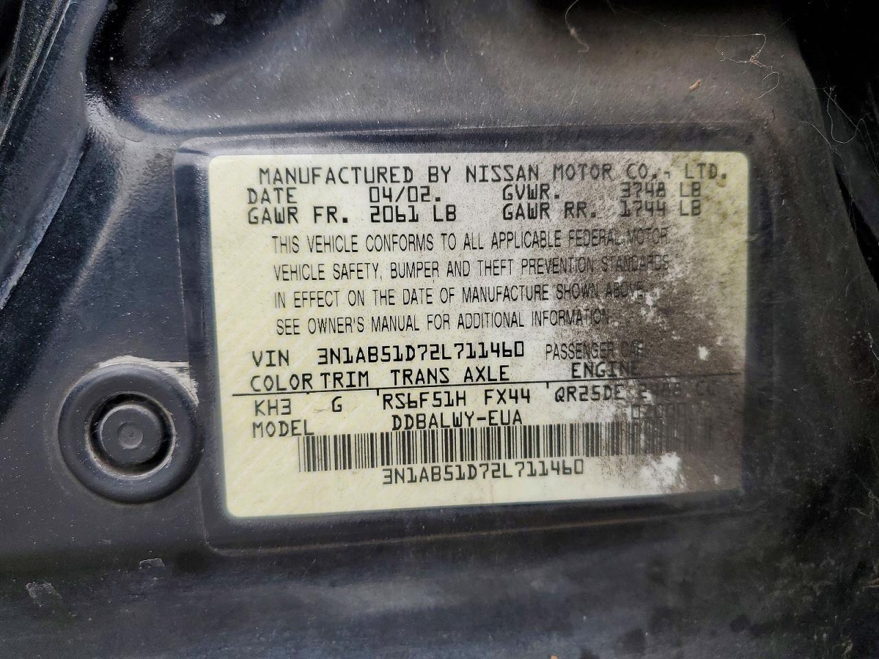 2002 NISSAN SENTRA