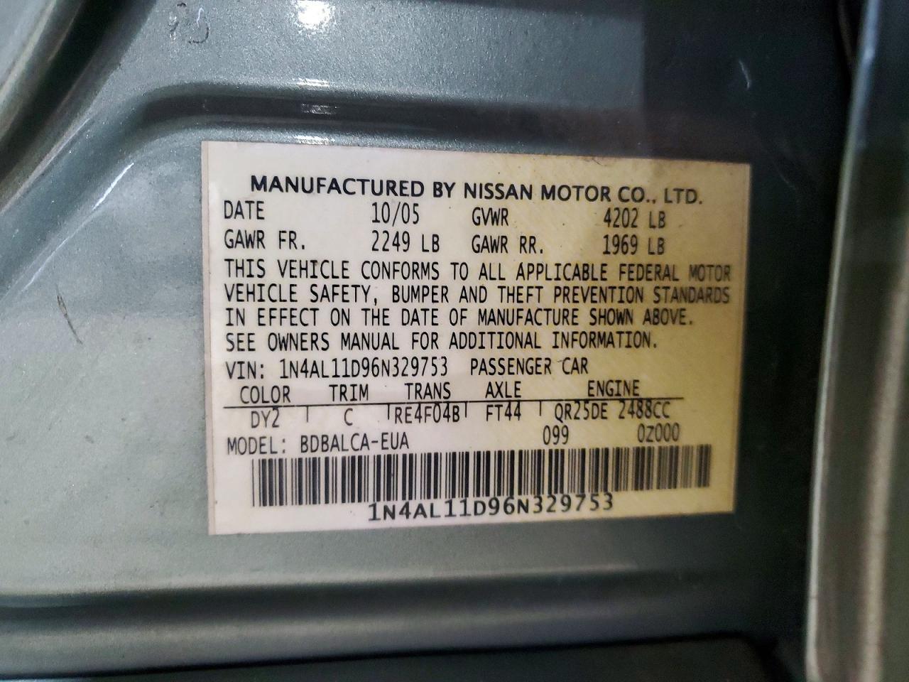 2006 NISSAN ALTIMA