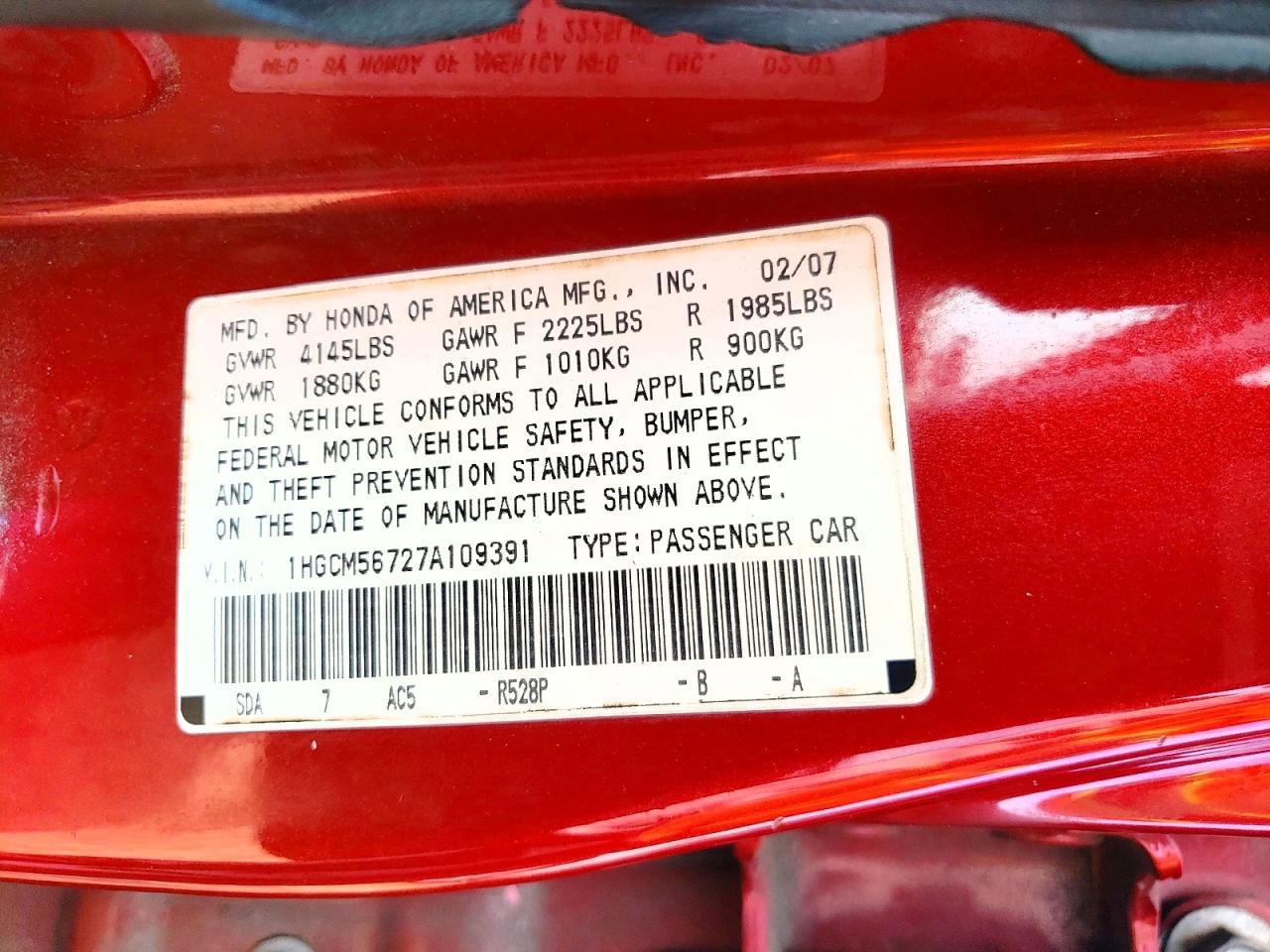 2007 HONDA ACCORD