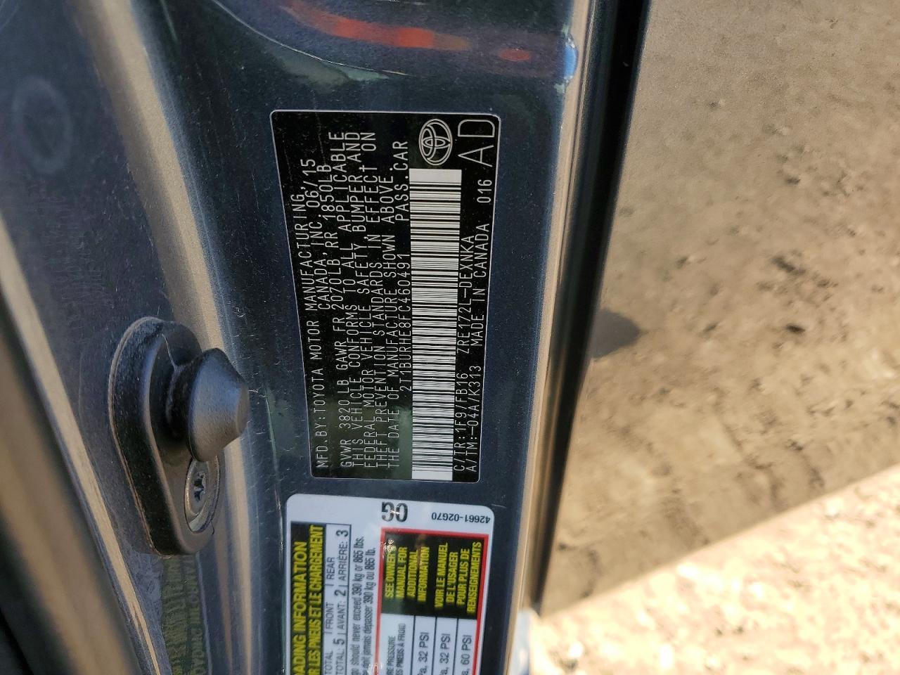 2015 TOYOTA COROLLA