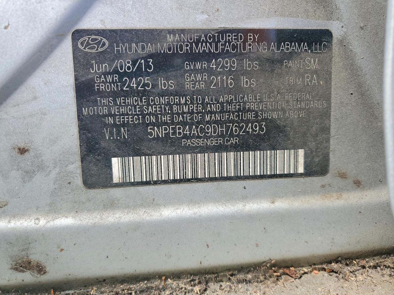 2013 HYUNDAI SONATA