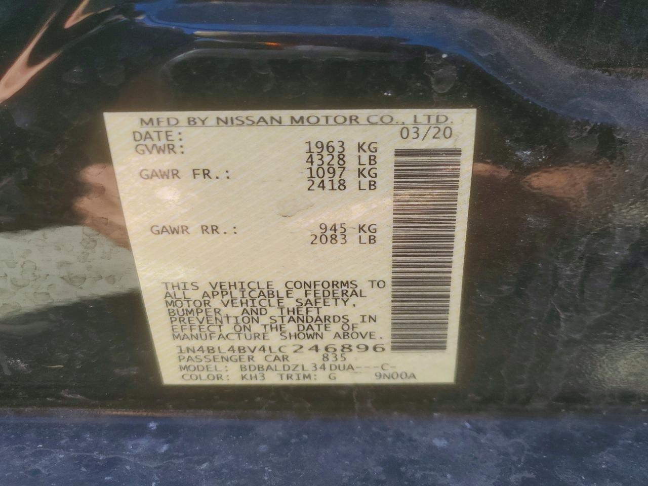 2020 NISSAN ALTIMA