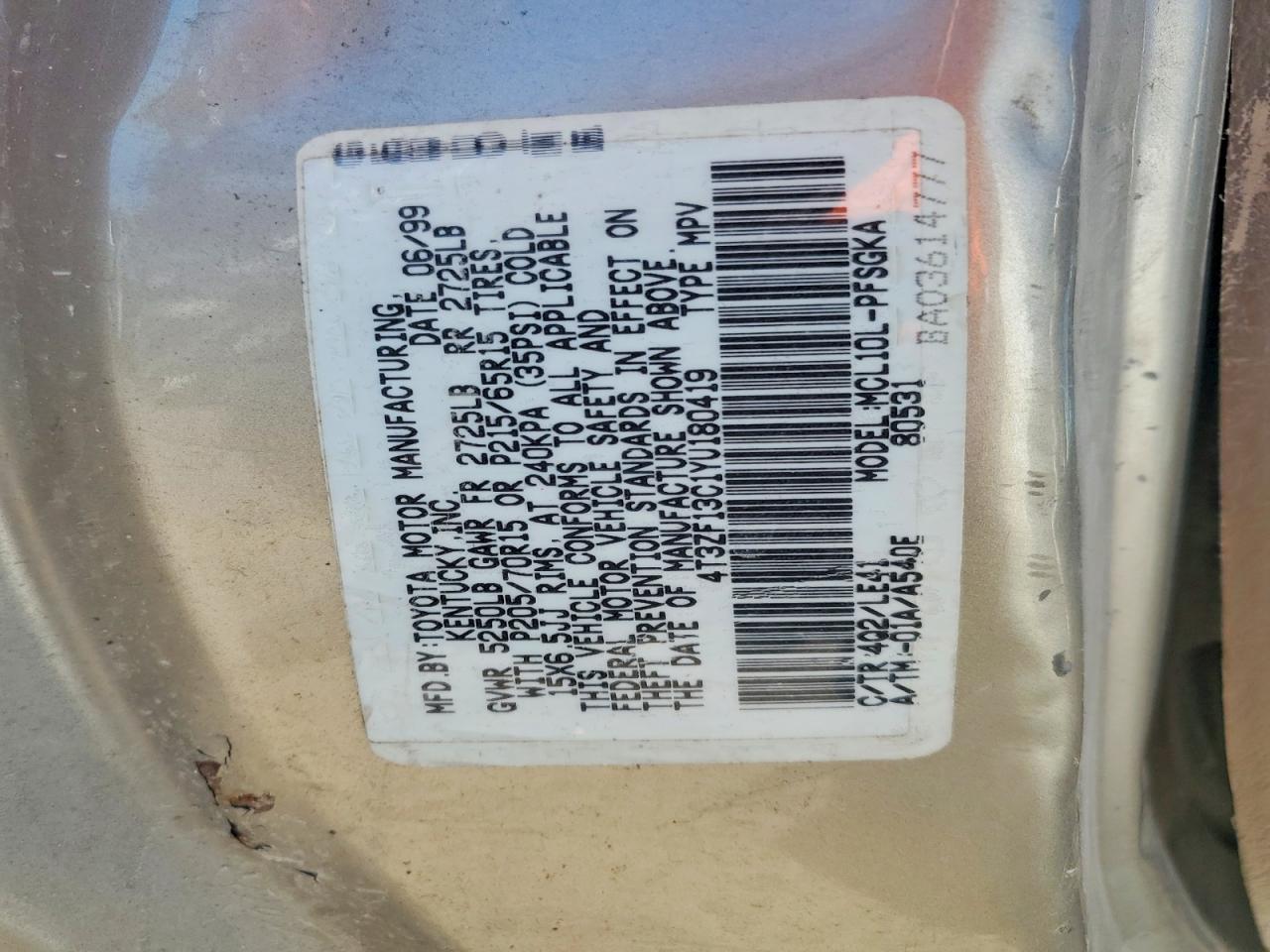 2000 TOYOTA SIENNA