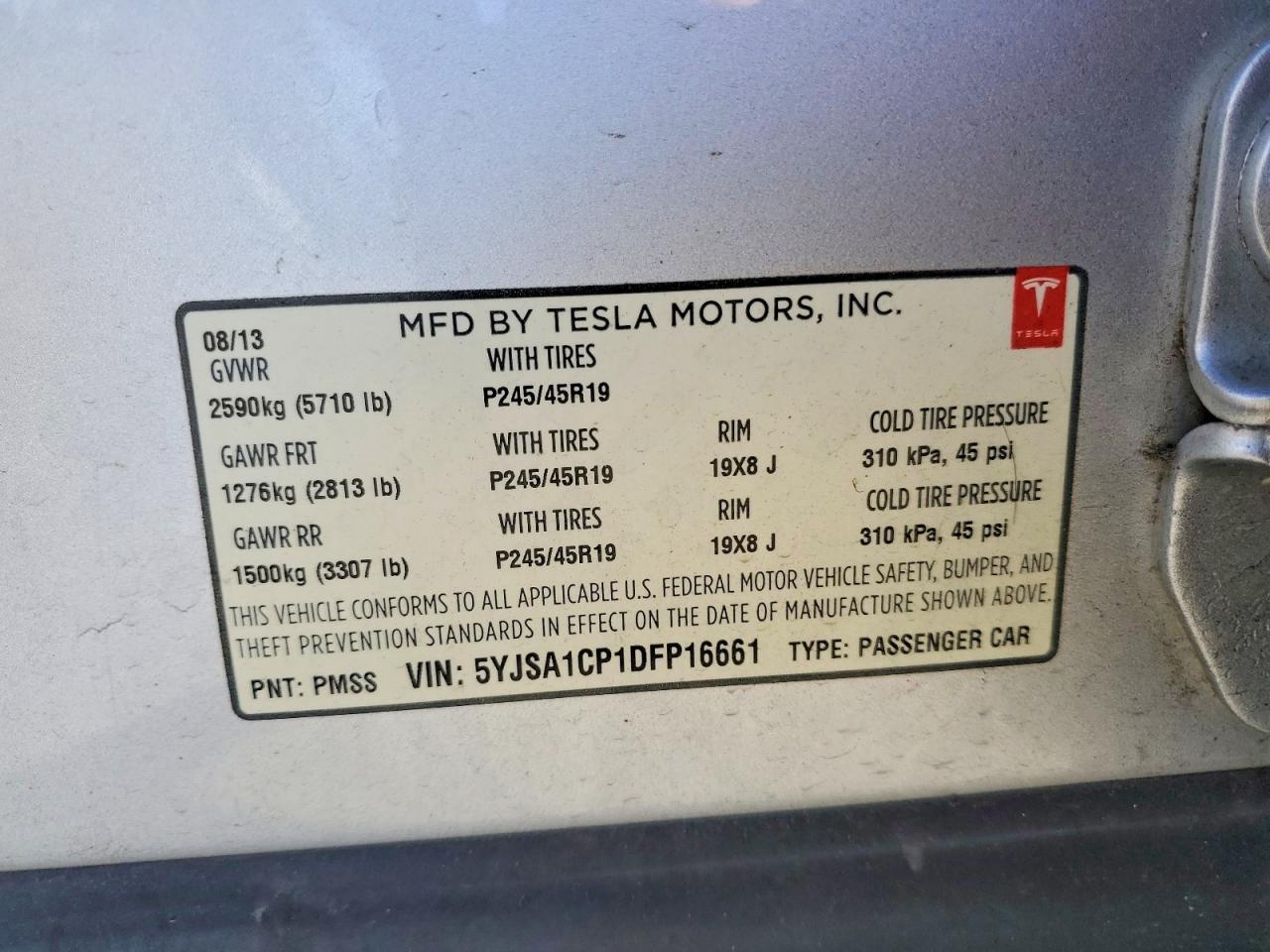 2013 TESLA MODEL S