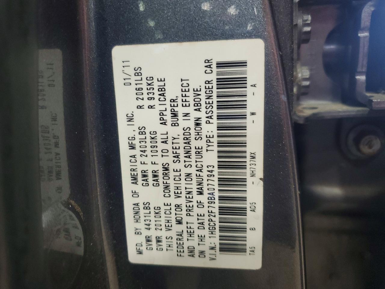 2011 HONDA ACCORD