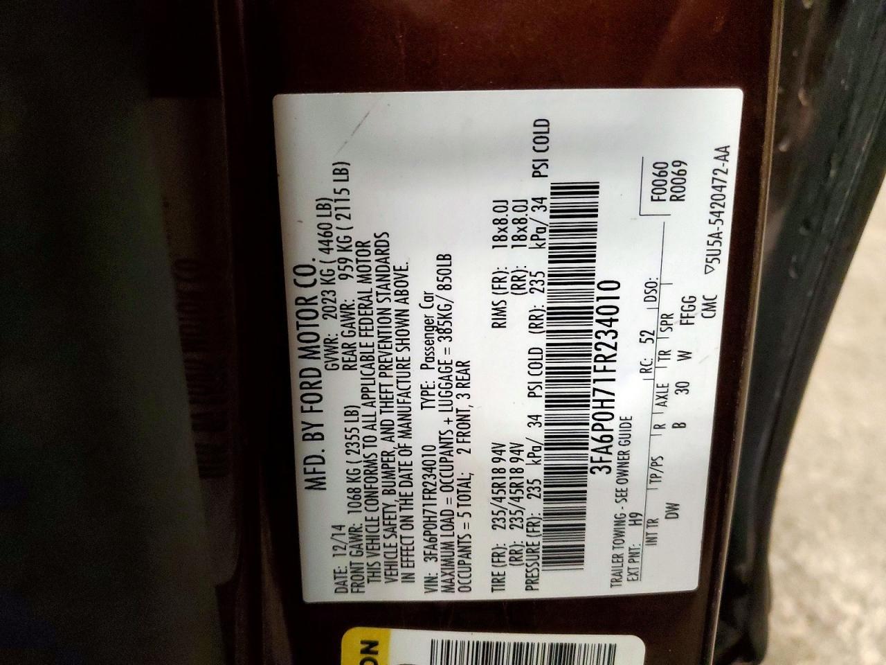 2015 FORD FUSION