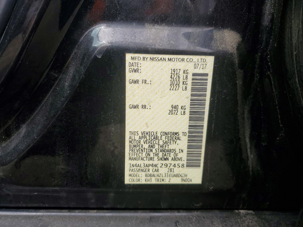 2017 NISSAN ALTIMA